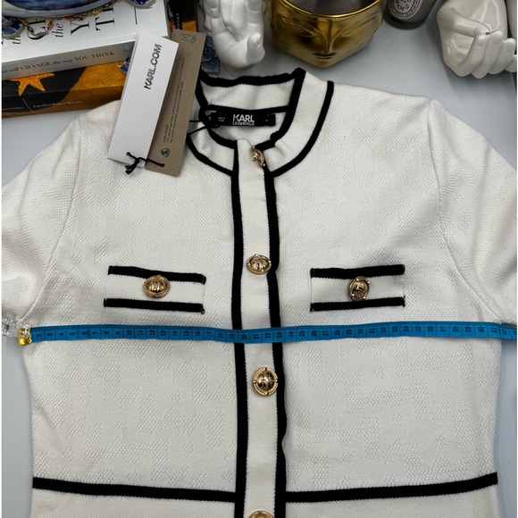 🆕 KARL LAGERFELD 🧿 NWT Classic Knit Dress with Embroidered Monogram, White, M - Picture 10 of 16